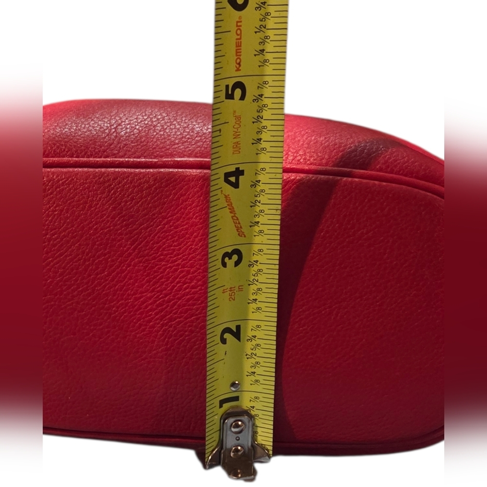 Liz Claiborne Vintage 90's Classic Genuine Leather Shoulder Bag Red Chain Strap - Picture 14 of 16